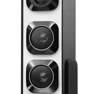 uic dj mini 70w 5.25 inch subwoofer single bluetooth party floor standing speaker 3 inch dual satellites with extreme bass mic slot aux usb fm & remote control black (uic twr 5110)