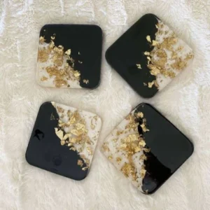 black and white epoxy resin coasters